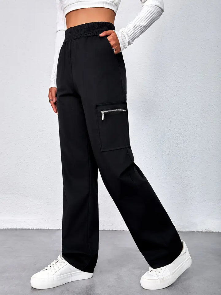 Damen Bequeme Cargo-Hose mit elastischem Bund Drune