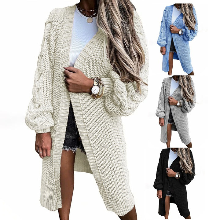 Damen Strickjacke mit voluminösen Ärmeln und hochwertigem Zopfdesign Drune