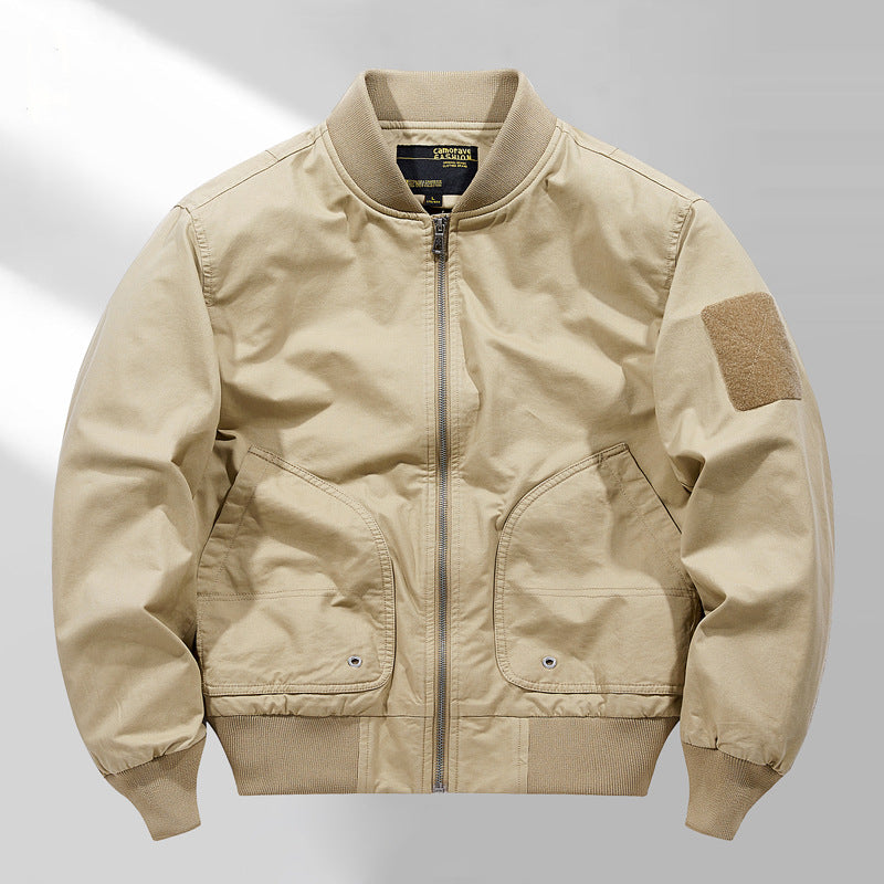 Herren  Canvas Zip-up Rippbündchen Utility-Jacke mit gewölbten Taschenpaneelen Drune