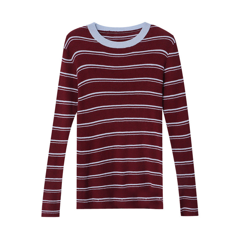 Damen gestreiftes Langarmshirt mit feiner Rippstruktur Drune