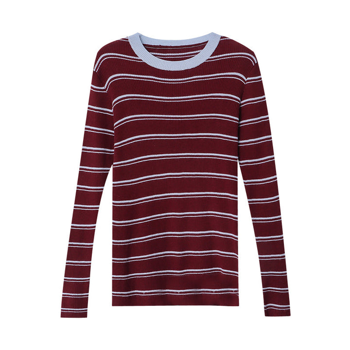 Damen gestreiftes Langarmshirt mit feiner Rippstruktur Drune