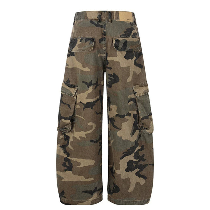 Damen weite Cargo-Hose im Camouflage-Print mit Multi-Taschen Drune