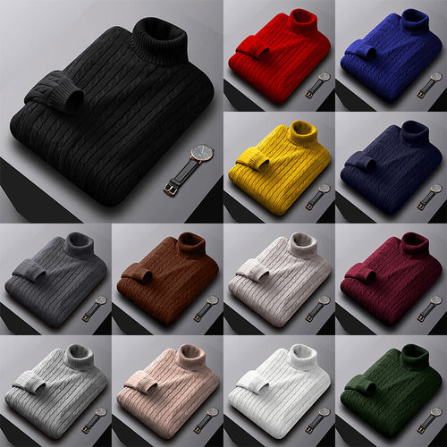 Herren nan grob gestrickter Rollkragenpullover mit Zopfmuster und wärmender Strickstruktur Drune