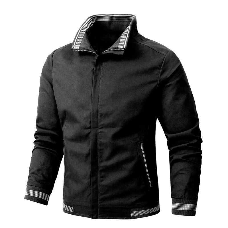 Herren nan sportlich-urbane Harrington-Jacke mit gestreiftem Stehkragen und verdeckter Druckknopfleiste Drune
