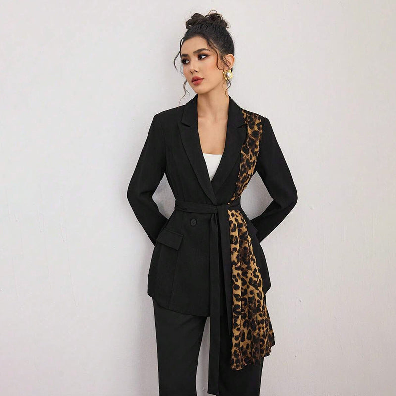 Damen Luxuriöses Blazeranzug mit Leopardenmuster Drune