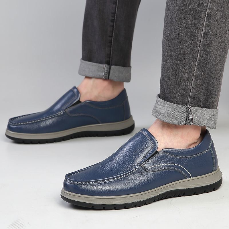 Herren Klassische Lederoptik Slipper im Mokassin-Stil mit gepolsterter Komfortsohle Drune