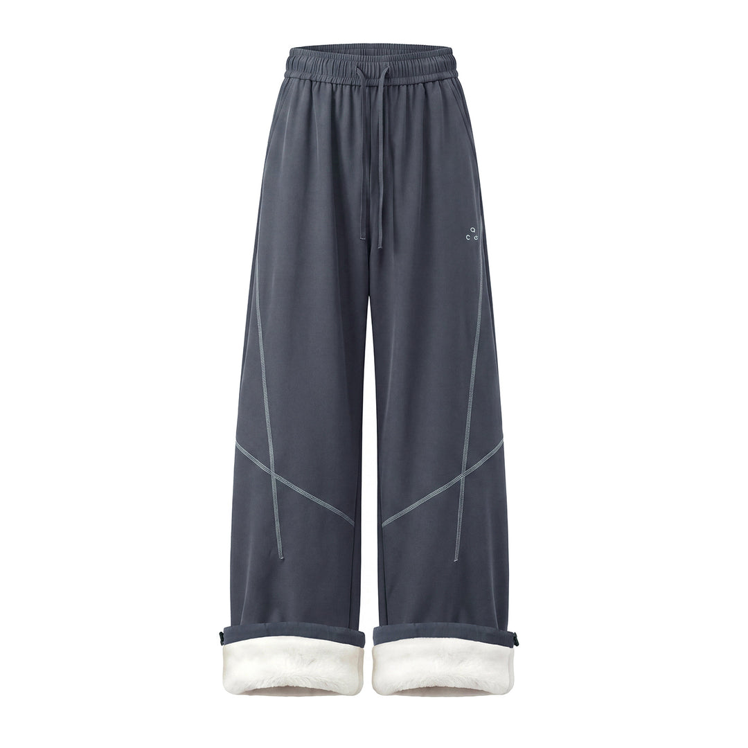 Damen Weite Fleecegefütterte Freizeithose mit Kordelzug und umgeschlagenem Teddybund Drune