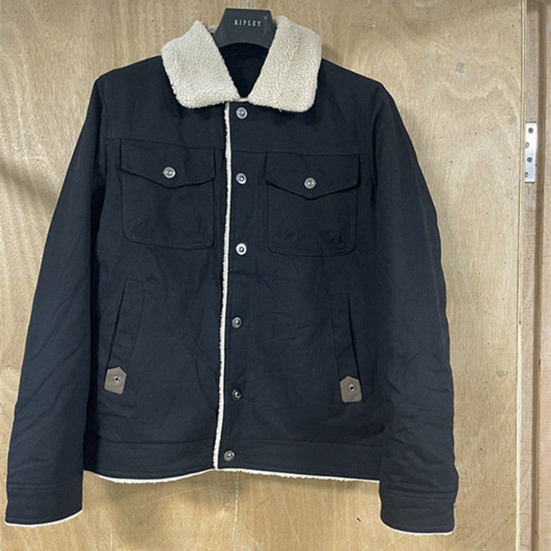 Herren Utility-Arbeitsjacke aus Canvas mit Kunstfellkragen und gesteppter Innenfütterung Drune