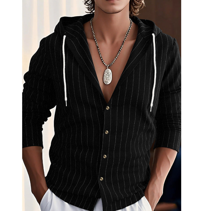 Herren lässige und modische Hemdjacke mit Kapuze Drune