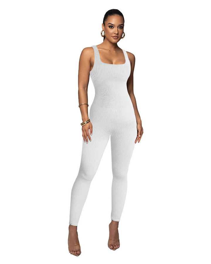 Damen Figurbetonter Strick-Jumpsuit mit Quadrat-Ausschnitt Drune