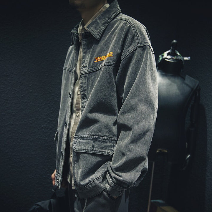 Herren Lässige Denimjacke mit modischen Akzenten Drune