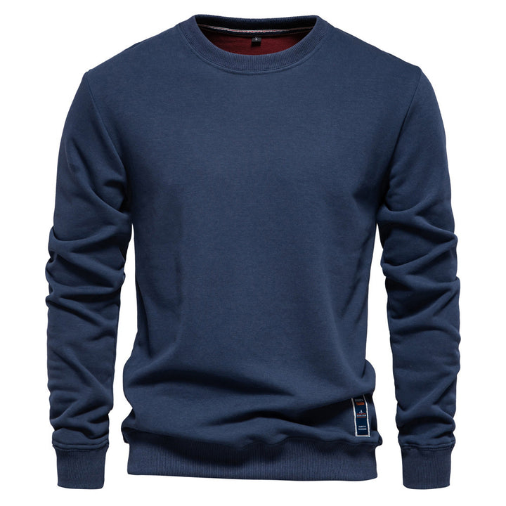 Herren nan klassisches Rundhals-Sweatshirt aus schwerer Baumwollmischung mit angerauter Innenseite und gerippten Bündchen Drune