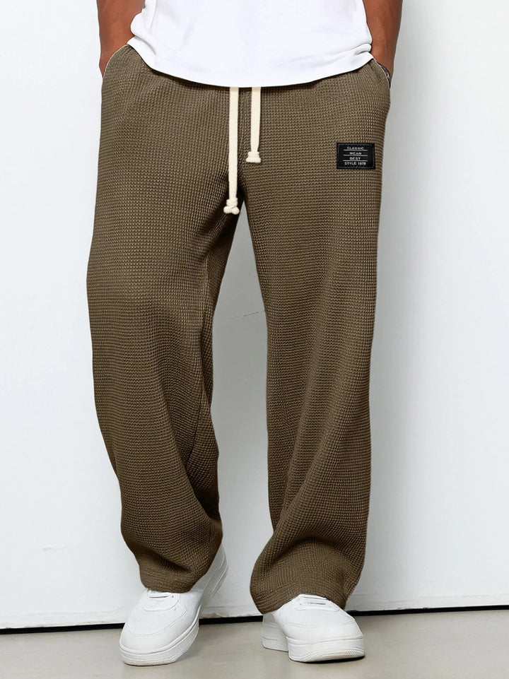 Herren nan lässige Waffelstrick Loungehose mit Kordelzug und geradem Schnitt Drune