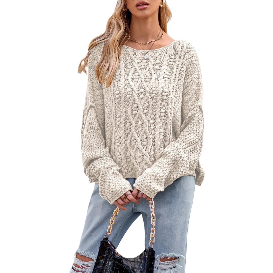 Damen Strickpullover mit strukturiertem Zopfmuster Drune
