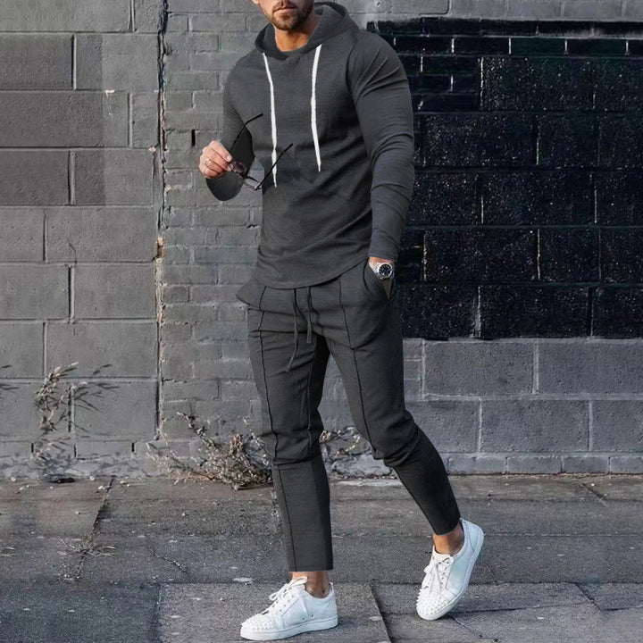 Herren nan zweiteiliges Kapuzen-Lounge-Set mit schmal geschnittenem Kapuzenpullover und tapered Jogginghose Drune