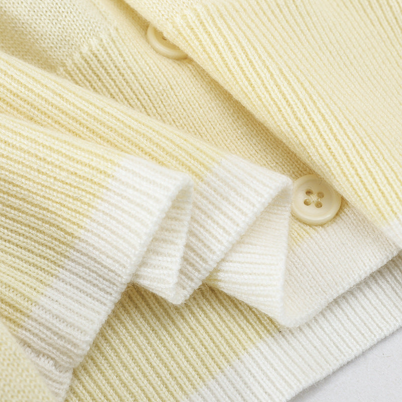 Damen Leichter Feinstrick-Cardigan mit Rundhals, Kontrastbündchen und durchgehender Knopfleiste Drune