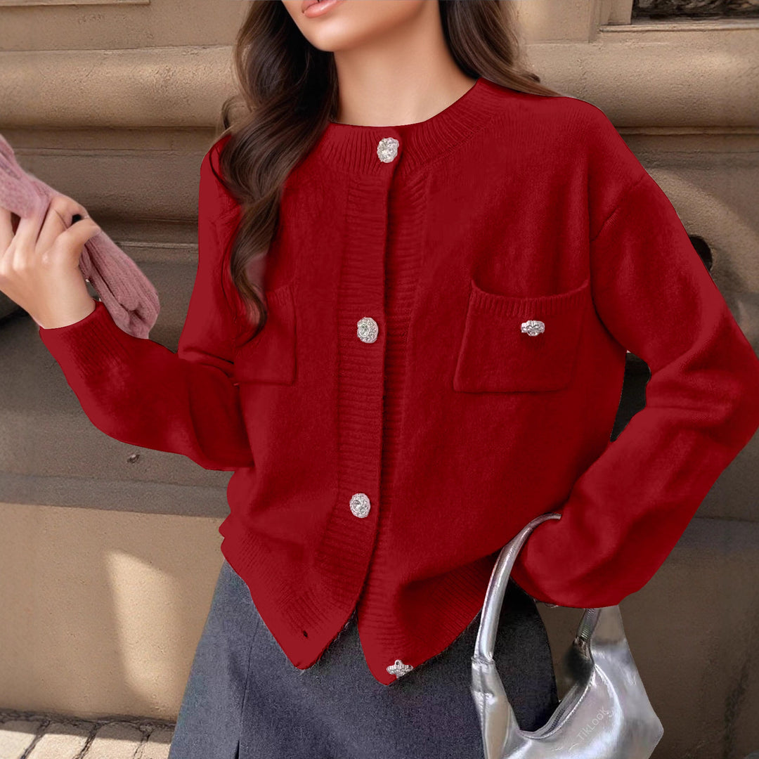 Damen Strickjacke mit eleganten Knopfdetails und praktischen Taschen Drune