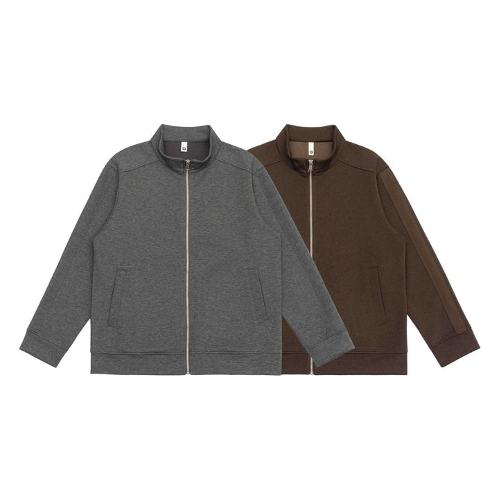 Herren Sweatjacke mit Stehkragen, durchgehendem Reißverschluss und kontrastierten Ärmeleinsätzen Drune
