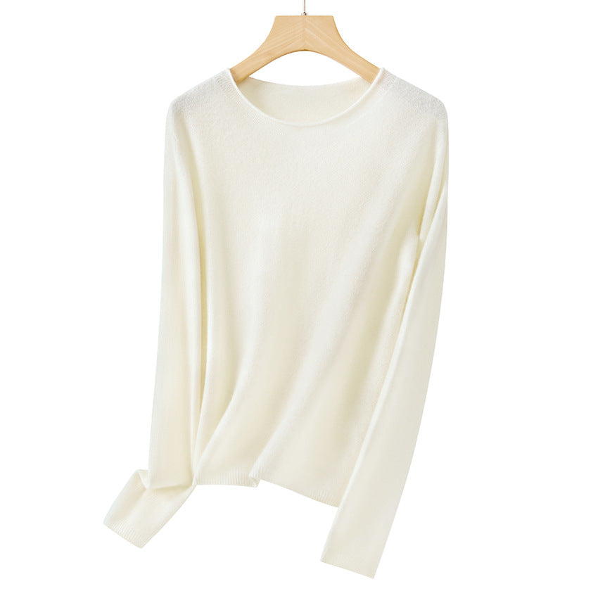 Damen Feiner ultraleichter Rundhalspullover aus Mikrofaser-Feinstrick mit minimalistischer Silhouette Drune