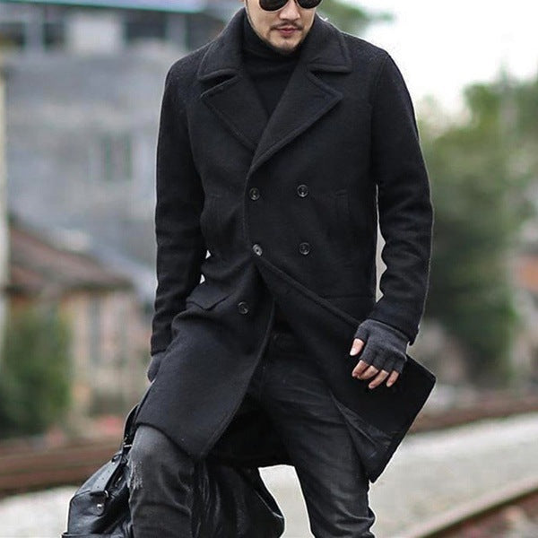 Herren eleganter doppelt geschliffener Wollmantel Drune