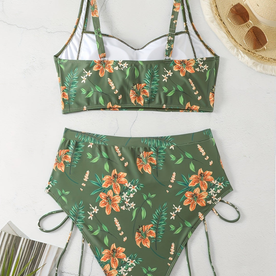 Damen Hochgeschnittener Bikini mit Raffung Drune