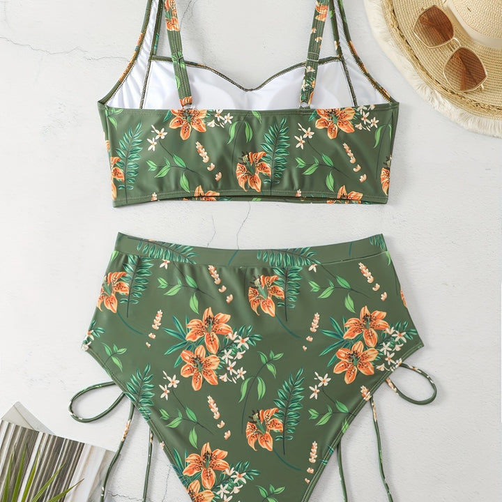 Damen Hochgeschnittener Bikini mit Raffung Drune