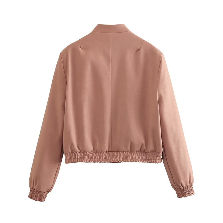 Damen elegante Sweatjacke mit praktischen Taschen und modernem Stehkragen Drune