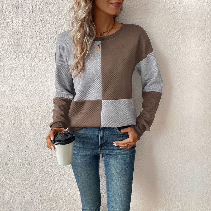 Damen lässiges Sweatshirt mit geometrischem Muster und trendigem Schnitt Drune