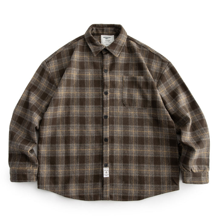 Herren Kariertes Overshirt‑Hemdjacke im Boxy‑Relaxed‑Schnitt Drune