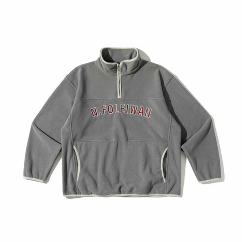 Unisex Fleece-Pullover mit halbhohem Reißverschluss, Kängurutasche und Collegestyle-Stick Drune