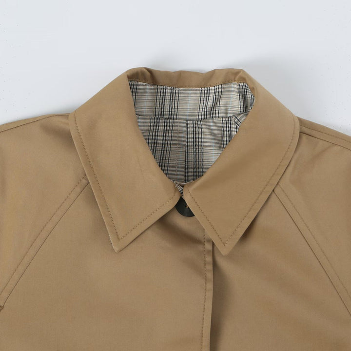 Damen Wendbarer Trenchcoat mit Raglanärmeln, kariertem Innenfutter und verdeckter Knopfleiste Drune