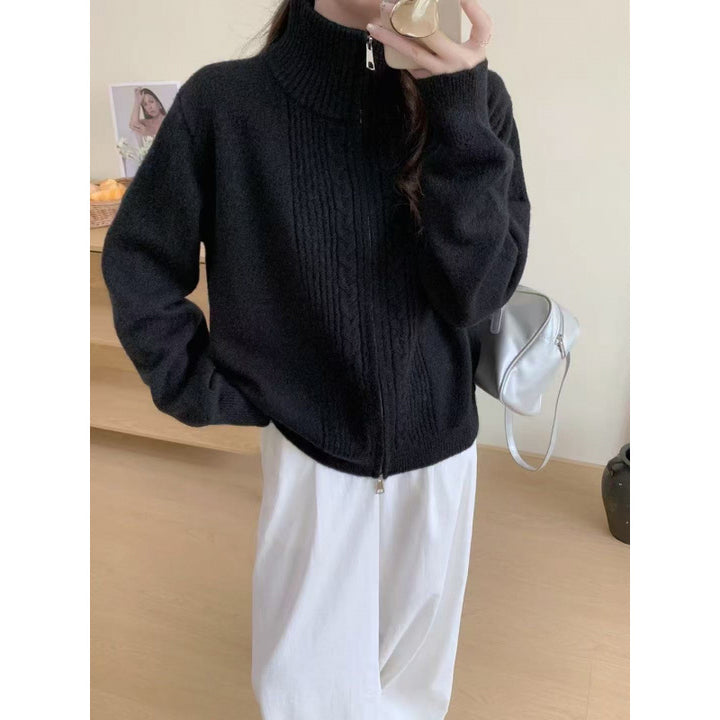 Damen Strickjacke mit zippbarem Kragen und hochwertigem Material Drune