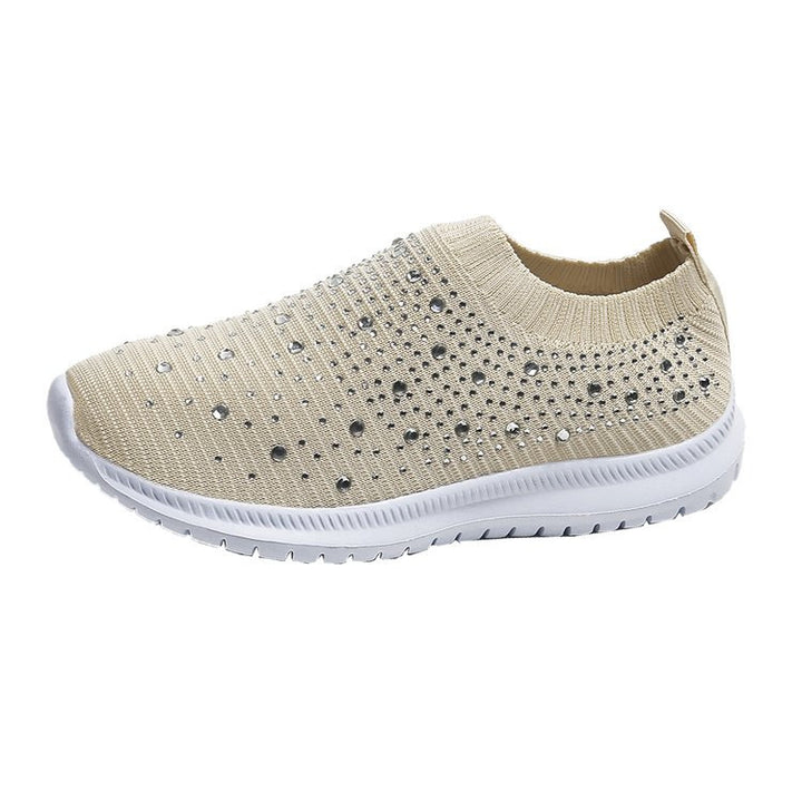 Damen Strick-Slip-On-Sneaker mit elastischem Schaft und Ziersteinen Drune
