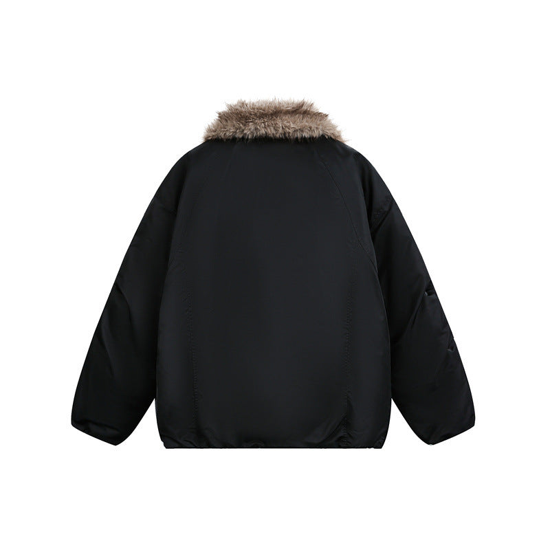 Herren Daunenjacke mit kuscheliger Kunstpelz-Innenfütterung und Kapuze Drune