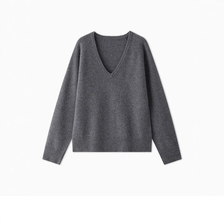 Damen Kuscheliger V-Ausschnitt Pullover Drune