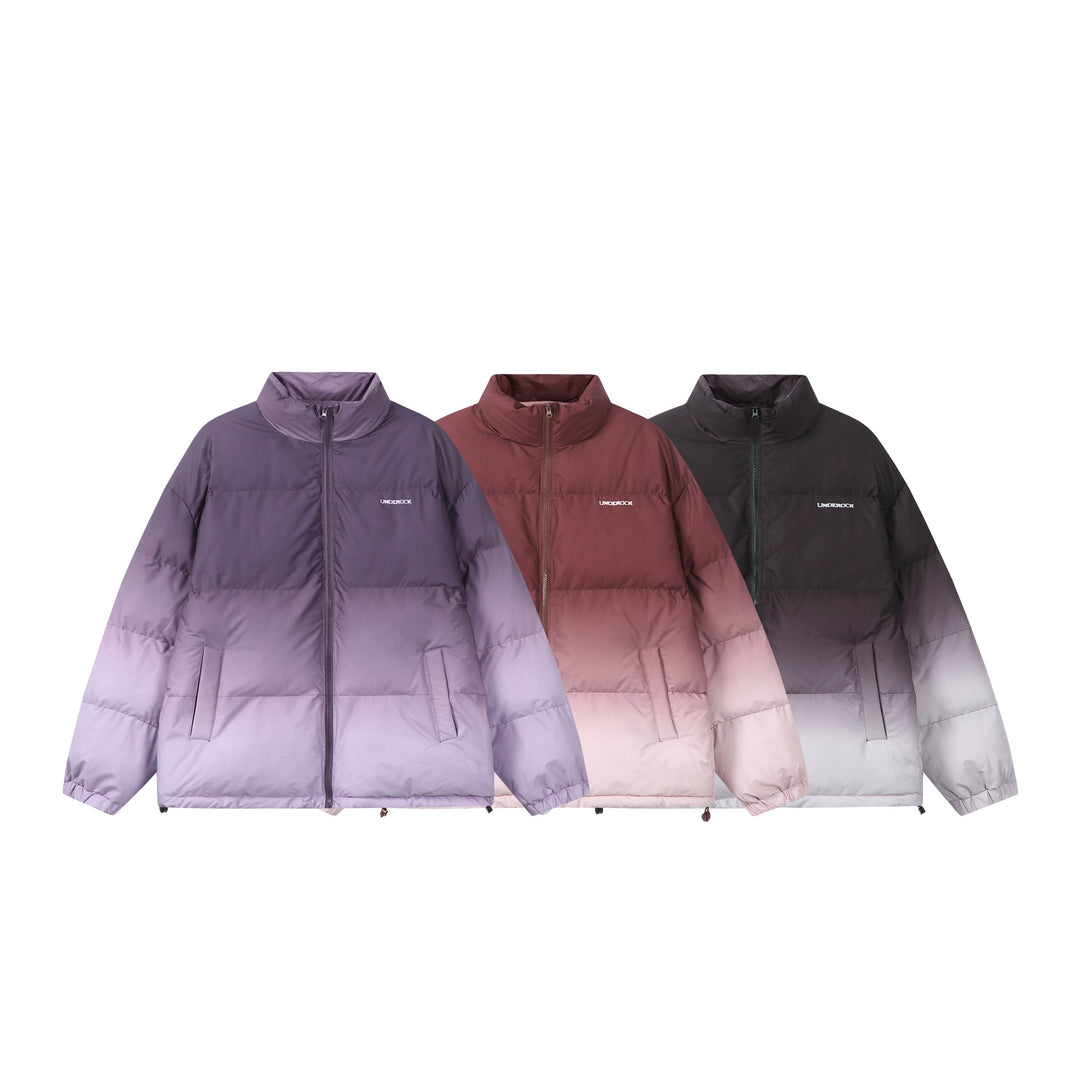 Damen Kurz geschnittene wattierte Steppjacke mit hohem Funnelkragen und Ombré-Detail Drune