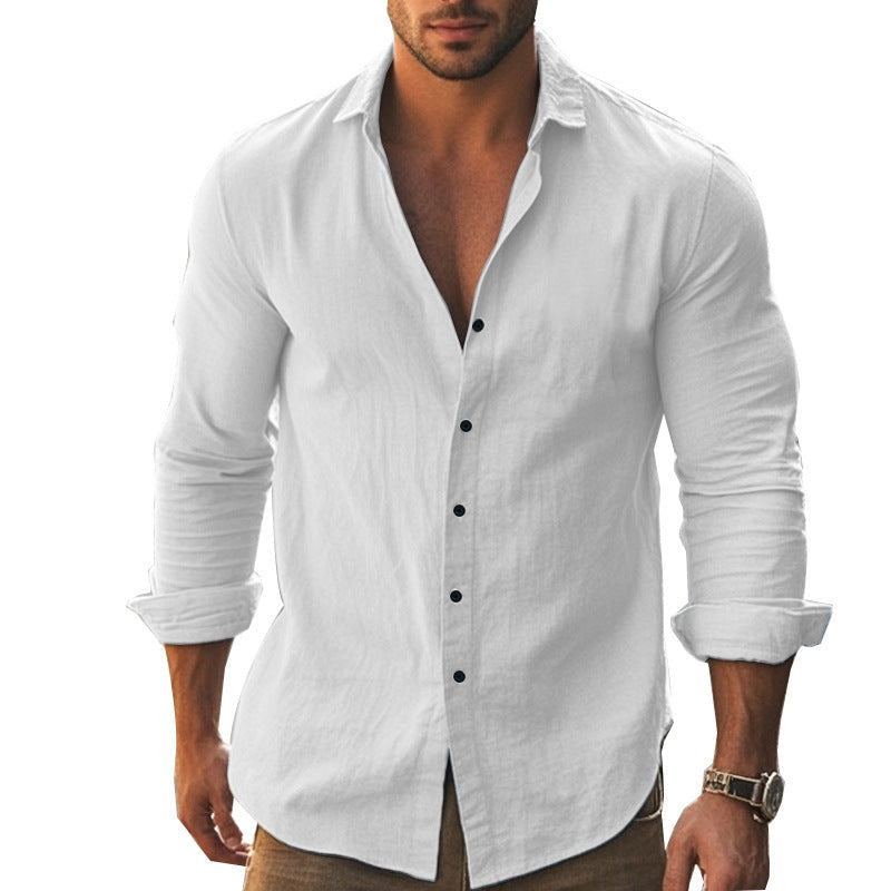 Herren Elegantes Langarmhemd mit modernem Kragen und hochwertiger Baumwollstruktur Drune
