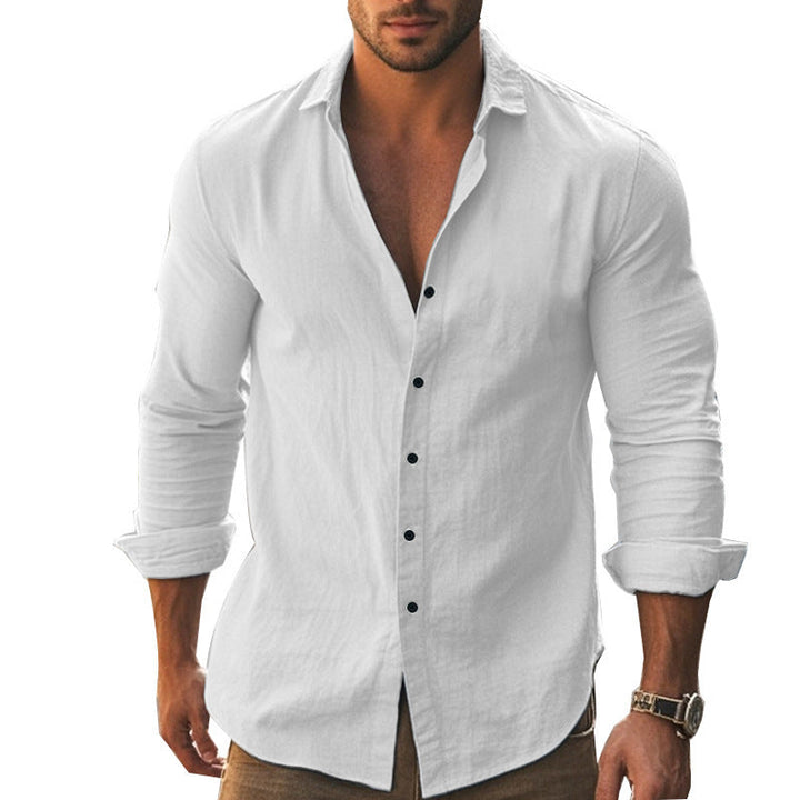 Herren Elegantes Langarmhemd mit modernem Kragen und hochwertiger Baumwollstruktur Drune