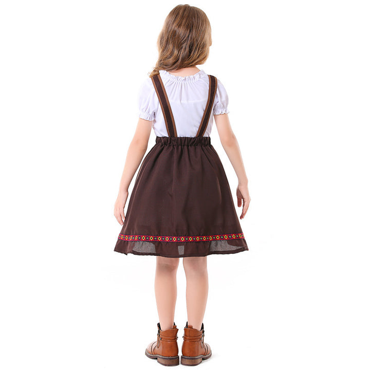 Damen nan traditionelles Mädchen-Dirndlkleid mit Schürze und dekorativen Stickereien Drune