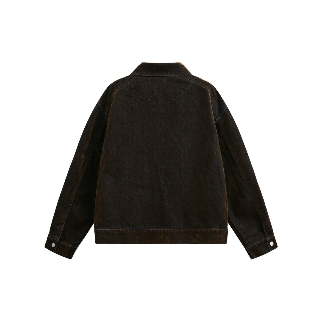 Unisex Boxy-Blousonjacke aus Velours-Suede-Optik mit durchgehendem Reißverschluss und Pattentaschen Drune