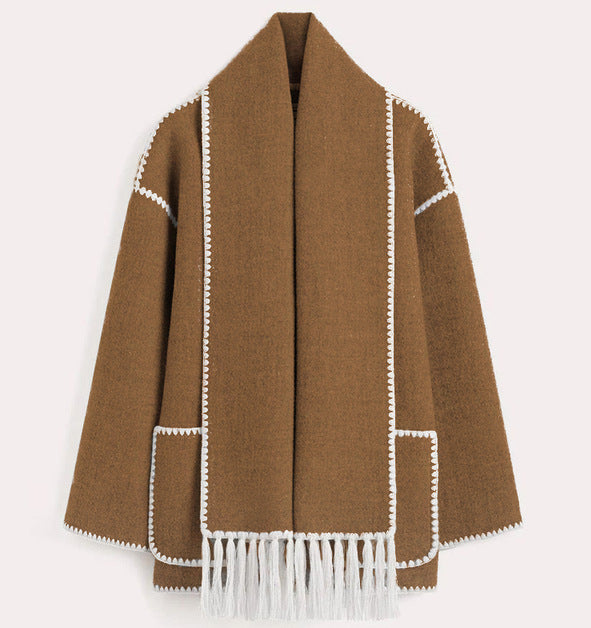 Damen Elegante und komfortable Wolle-Mantel Drune