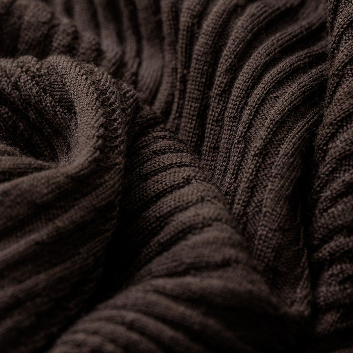 Damen Schlanker Feinstrick-Rollkragenpullover mit wellenförmiger Rippstruktur Drune