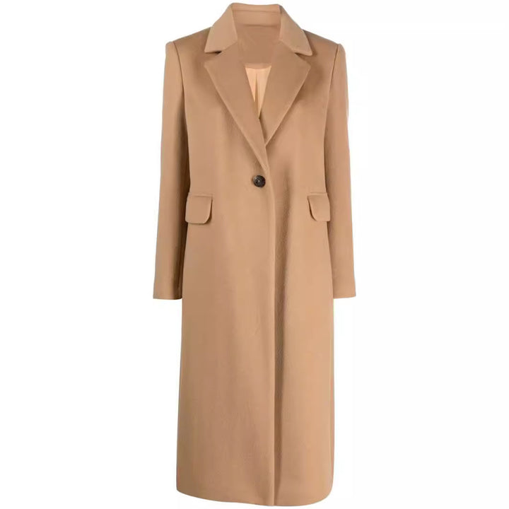 Damen Einreihiger Wollmix-Longcoat mit Ein-Knopf‑Verschluss und Pattentaschen Drune