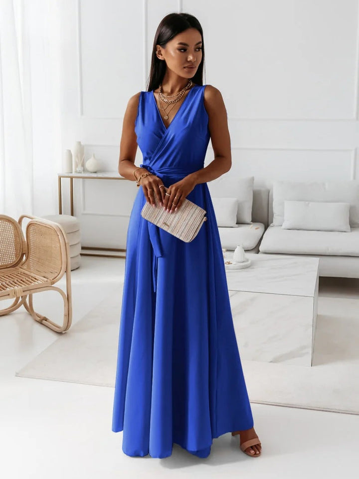 Drune | Elegantes Langes Damenkleid mit V-Ausschnitt