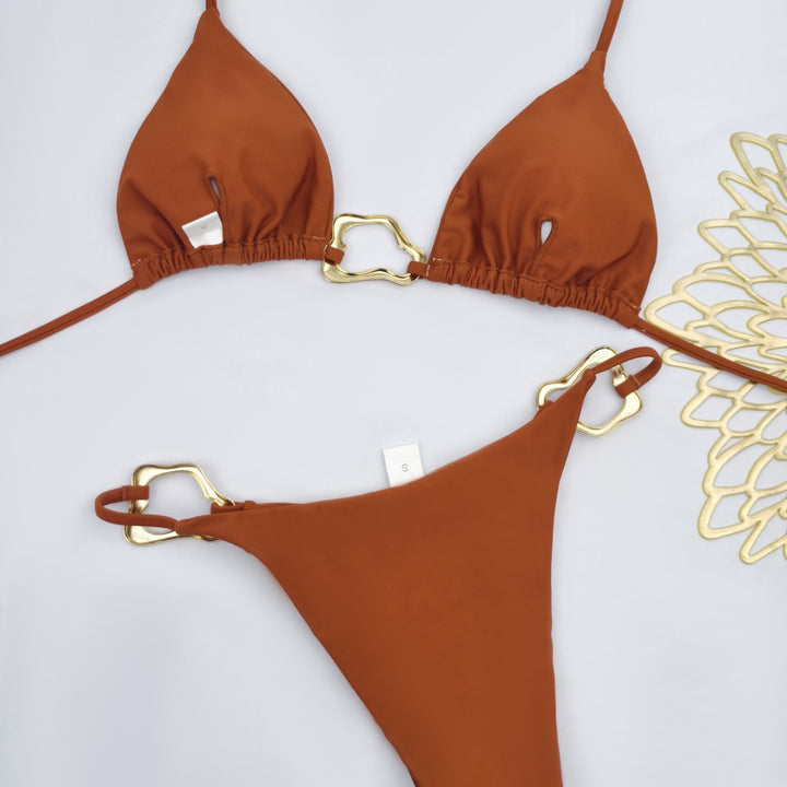 Damen Triangel-Bikini mit stilvollen Goldakzenten Drune