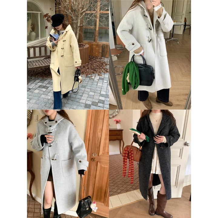 Damen eleganter und bequemer Wool-Crossover-Mantel Drune