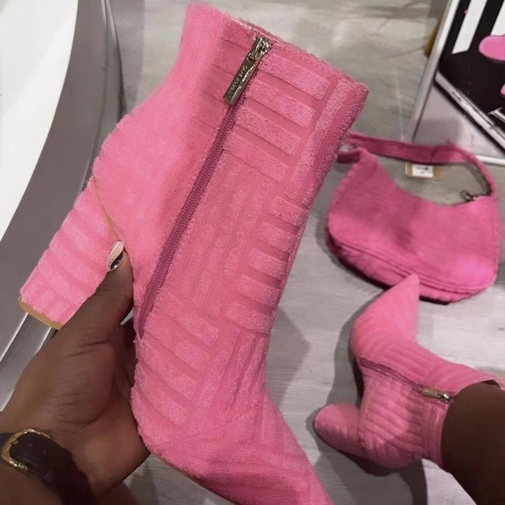 Damen Elegante Stiefeletten mit strukturiertem Obermaterial und praktischem Reißverschluss Drune
