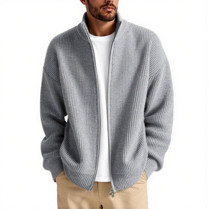 Herren Strickjacke mit hohem Kragen und praktischem Reißverschluss Drune