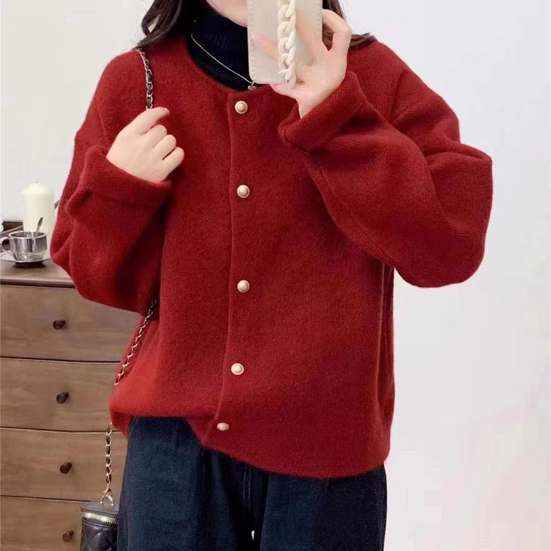 Damen kuscheliger Strickcardigan mit edlen Knöpfen und weitem Schnitt Drune