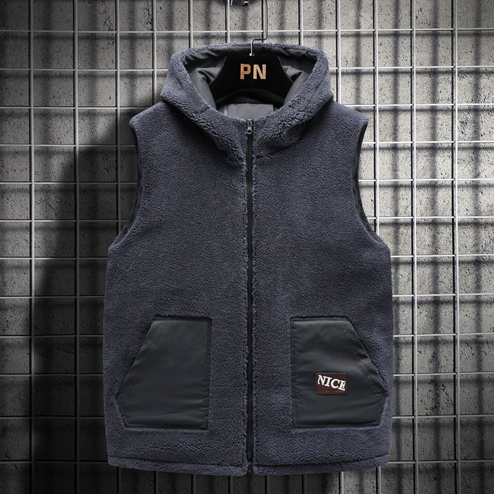 Herren Teddy-Fleece-Weste mit Stehkragen, Reißverschluss und aufgesetzten Taschen Drune